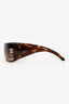 Pre-Loved Chanel™ Brown Tortoiseshell Rhinestone CC Shield Sunglasses