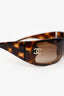 Pre-Loved Chanel™ Brown Tortoiseshell Rhinestone CC Shield Sunglasses