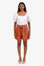 See by Chloe Orange Cotton High Waisted Belted Shorts Size 40