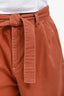 See by Chloe Orange Cotton High Waisted Belted Shorts Size 40