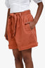 See by Chloe Orange Cotton High Waisted Belted Shorts Size 40