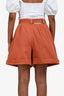 See by Chloe Orange Cotton High Waisted Belted Shorts Size 40