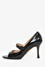 Manolo Blahnik Black Patent Leather Peep Toe Mary Jane Heels Size 37.5
