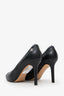 Pre-Loved Chanel™ Black/Navy Leather CC Pearl Around Embellished Pumps Size 40