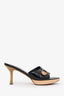 Pre-Loved Chanel™ Vintage Black Patent Leather Wood Buckle Slide Sandals Size 40.5