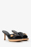 Pre-Loved Chanel™ Vintage Black Patent Leather Wood Buckle Slide Sandals Size 40.5