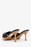 Pre-Loved Chanel™ Vintage Black Patent Leather Wood Buckle Slide Sandals Size 40.5