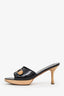 Pre-Loved Chanel™ Vintage Black Patent Leather Wood Buckle Slide Sandals Size 40.5