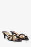 Pre-Loved Chanel™ Black/Beige Leather Open Toe CC Kitten Heel Sandals Size 40