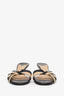 Pre-Loved Chanel™ Black/Beige Leather Open Toe CC Kitten Heel Sandals Size 40