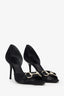 Gucci Black Satin Crystal Horsebit D’Orsay Pumps Heels Size 8