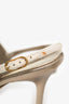 Pre-Loved Chanel™ Gold Metallic Leather/Canvas Slingback Heels Size 40