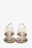Pre-Loved Chanel™ Gold Metallic Leather/Canvas Slingback Heels Size 40