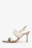 Pre-Loved Chanel™ Gold Metallic Leather/Canvas Slingback Heels Size 40