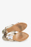 Pre-Loved Chanel™ Gold Metallic Leather/Canvas Slingback Heels Size 40