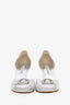 Manolo Blahnik Silver Metallic Snakeskin Crystal d'Orsay Peep-Toe Pumps Size 39
