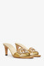 Gucci Gold Metallic Patent Leather "Britt" Open Toe Sandal Slides Size 8.5