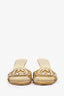 Gucci Gold Metallic Patent Leather "Britt" Open Toe Sandal Slides Size 8.5