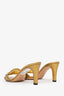 Gucci Gold Metallic Patent Leather "Britt" Open Toe Sandal Slides Size 8.5