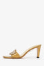 Gucci Gold Metallic Patent Leather "Britt" Open Toe Sandal Slides Size 8.5