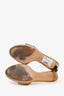 Gucci Gold Metallic Patent Leather "Britt" Open Toe Sandal Slides Size 8.5