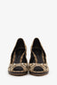 Gucci Brown Guccissima Canvas Horsebit Peep Toe Platform Pumps Size 39