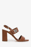 Prada Brown Leather Turnlock Double Band Sandals Size 39.5