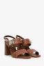 Prada Brown Leather Turnlock Double Band Sandals Size 39.5