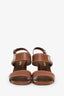 Prada Brown Leather Turnlock Double Band Sandals Size 39.5