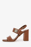 Prada Brown Leather Turnlock Double Band Sandals Size 39.5