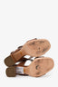 Prada Brown Leather Turnlock Double Band Sandals Size 39.5