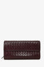 Bottega Veneta Burgundy Leather Intrecciato Long Wallet