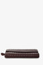 Bottega Veneta Burgundy Leather Intrecciato Long Wallet