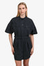 Isabel Marant Etoile Dark Grey Cotton Short Sleeve Utility Button Down Dress Size 44