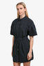 Isabel Marant Etoile Dark Grey Cotton Short Sleeve Utility Button Down Dress Size 44