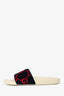 Gucci Navy/Red Velvet GG Logo Slides Size 38
