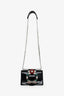 Miu Miu Black Sequin Leather Crystal Embellished Buckle Flap Shoulder Bag