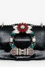 Miu Miu Black Sequin Leather Crystal Embellished Buckle Flap Shoulder Bag