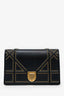 Christian Dior 2018 Black Leather Studded Diorama Wallet On Chain