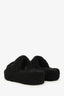 Balenciaga Black Shearling Logo Embroidered Platform Slides Size 38