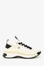 Pre-Loved Chanel™ Ivory/Black Velvet/Calfskin Mixed Fibres CC Sneakers Size 38.5