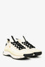 Pre-Loved Chanel™ Ivory/Black Velvet/Calfskin Mixed Fibres CC Sneakers Size 38.5