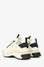 Pre-Loved Chanel™ Ivory/Black Velvet/Calfskin Mixed Fibres CC Sneakers Size 38.5