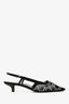 Gucci Black Mesh Crystal Embellished GG Slingback Kitten Heels Size 38