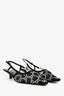 Gucci Black Mesh Crystal Embellished GG Slingback Kitten Heels Size 38