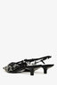 Gucci Black Mesh Crystal Embellished GG Slingback Kitten Heels Size 38