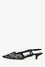 Gucci Black Mesh Crystal Embellished GG Slingback Kitten Heels Size 38