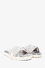 Christian Dior White/Grey Embroidered Toile de Jouy Logo Slides Size 38