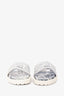 Christian Dior White/Grey Embroidered Toile de Jouy Logo Slides Size 38