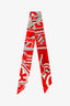 Hermès Red/White "Fauboug Rainbow" Twilly